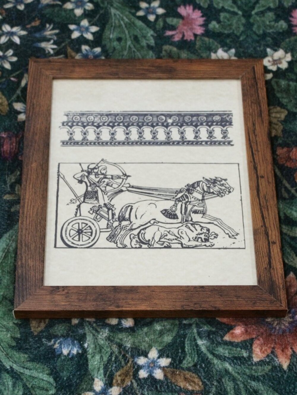 Framed 8x10 Ancient Assyrian Chariot Parchment Print - History Decor